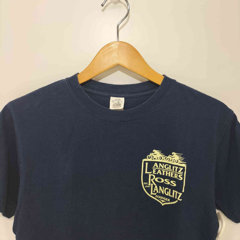 LANGLITZ LEATHERS ヘビーウェイトクルーネックロゴプリントTシャツ 両面プリント メンズ
