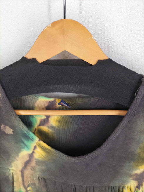 ラウンドネック タイダイ ギャザー L/S カットソー レディース