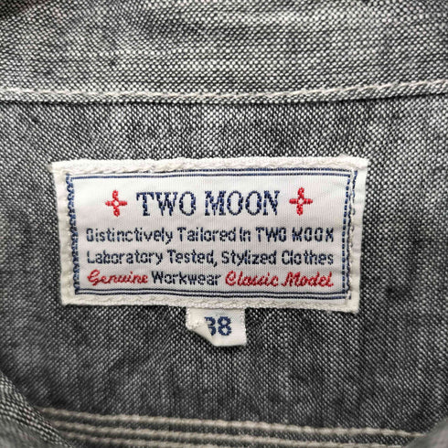 トゥームーン two moon 白ステッチ短丈ショートスリーブシャツ メンズ US:38