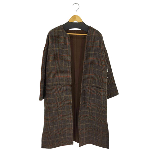 ユーバイスピックアンドスパン U by SPICK&SPAN ノーカラー リバーシブルコート チェック レディース JPN:36