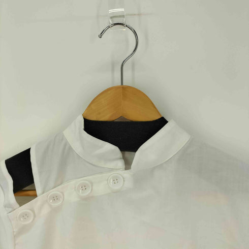 SARAL ZENS ノーカラーミモレワンピース サイドネックボタン レディース import:M