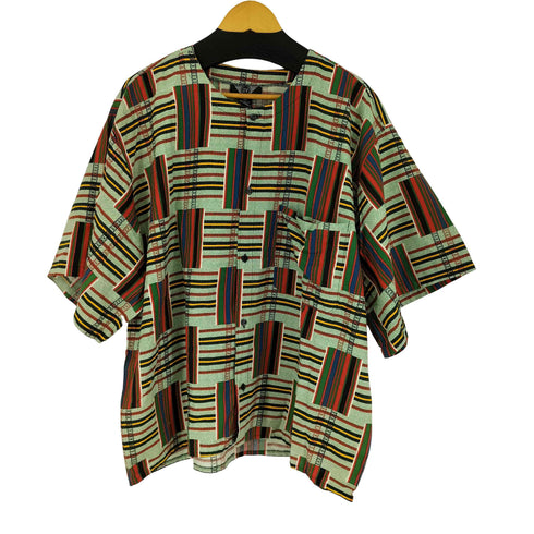 J.V 総柄 S/S ノーカラーシャツ メンズ import:M
