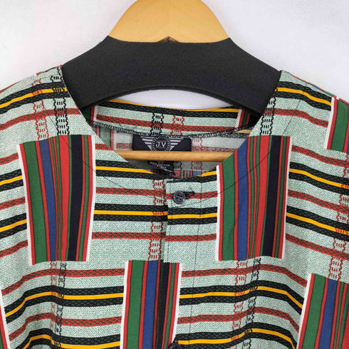 J.V 総柄 S/S ノーカラーシャツ メンズ import:M