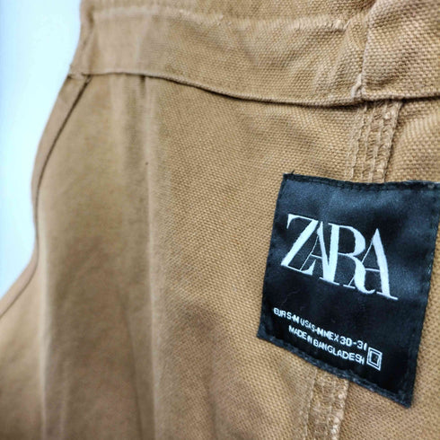 ザラ ZARA ダック地ダブルニーオーバーオール メンズ S-M
