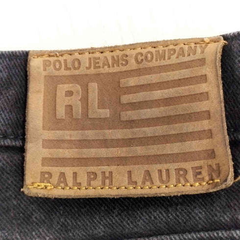 ポロジーンズカンパニーラルフローレン POLO JEANS COMPANY RALPH LAUREN RELAXED リラックス 革パッチ ジップフライ ブラックデニムパンツ メンズ 31×30