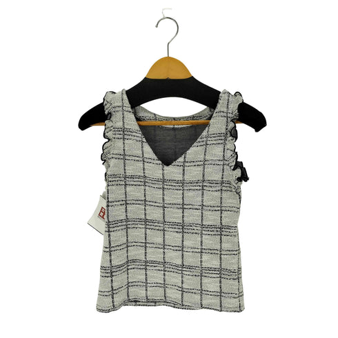バナナリパブリック BANANA REPUBLIC ツイードフリルノースリーブトップス レディース import:XS