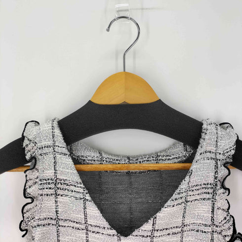 バナナリパブリック BANANA REPUBLIC ツイードフリルノースリーブトップス レディース import:XS