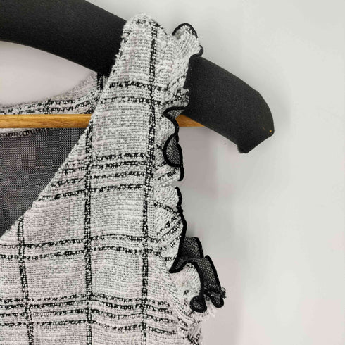 バナナリパブリック BANANA REPUBLIC ツイードフリルノースリーブトップス レディース import:XS