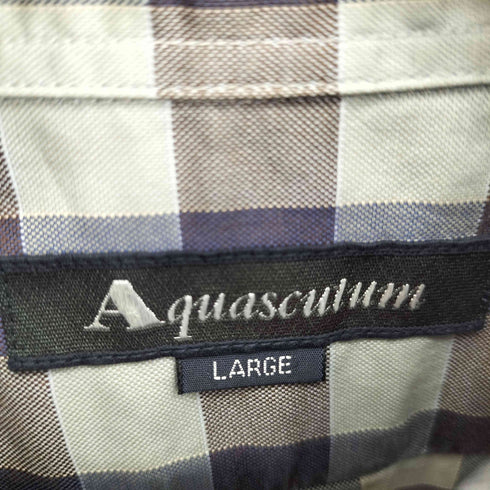 アクアスキュータム AQUASCUTUM チェック柄半袖ボタンシャツ メンズ L