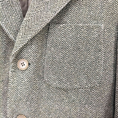 ジャンフランコフェレ GIANFRANCO FERRE イタリヤ製 レザーエルボパッチ付きヘリンボーンテーラード メンズ 46