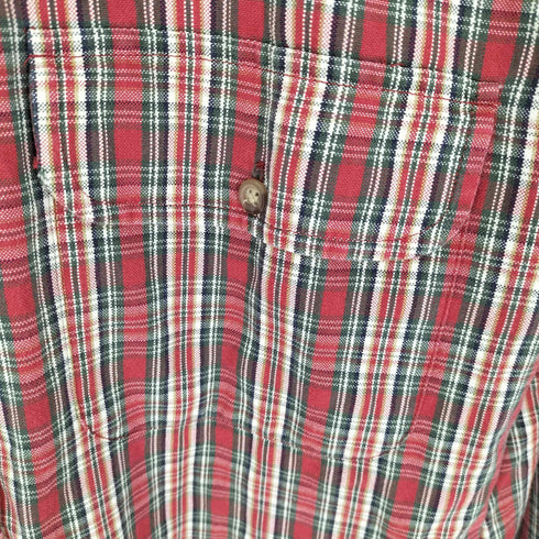 ギャップ Gap 90S 白タグ フラップポケット チェック ボタンダウン コットン L/S シャツ メンズ import:M