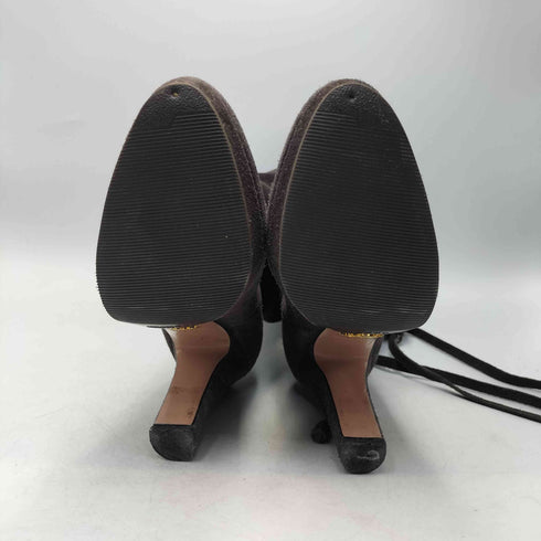 プラダ PRADA イタリア製 アンクルレース スウェード ショート ブーツ レディース EUR:36
