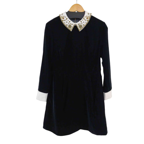 テッドベーカー TED BAKER ビジュー装飾 ベロアワンピース ドレス レディース US:4