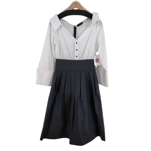 アリスオリビア alice + olivia EMPLOYED.ツートンカラー ビッグカフス フロントオープンシャツワンピース ドレス レディース 2