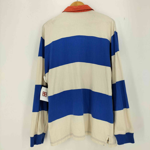 ポロバイラルフローレン Polo by RALPH LAUREN 90s ポニー刺繍 マルチカラーボーダー長袖ジップポロシャツ メンズ import:L