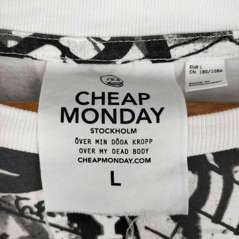 チープマンデー CHEAP MONDAY スカルヘッド 総柄 プリントクルーネックTシャツ メンズ JPN:L