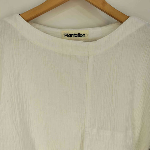 プランテーション Plantation 1981SS シワ加工 ガーゼ地 ボートネック S/S カットソー トップスのみ レディース M