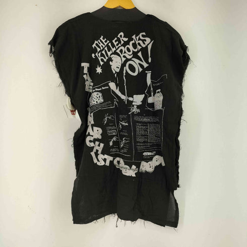 JIMSINN ダメージ加工 両面プリントノースリーブガーゼTシャツ パンク メンズ