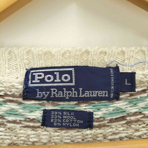 ポロバイラルフローレン Polo by RALPH LAUREN シルク混 Vネック 総柄ニット メンズ import:L