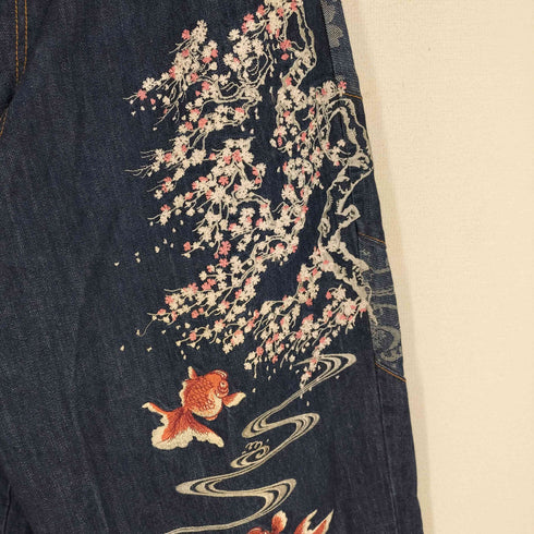 スクリプトハナタビガクダン SCRIPT 花旅楽団 B系 和柄刺繍 再構築デニムパンツ メンズ 40
