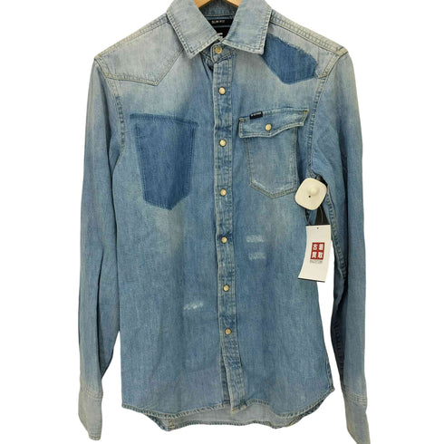 ジースターロー G-STAR RAW ダメージリペア加工デニムシャツ メンズ xxs