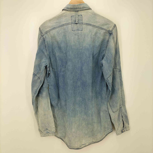 ジースターロー G-STAR RAW ダメージリペア加工 ジップアップデニムシャツ メンズ import:XS
