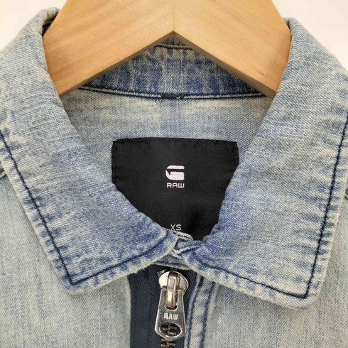 ジースターロー G-STAR RAW ダメージリペア加工 ジップアップデニムシャツ メンズ import:XS