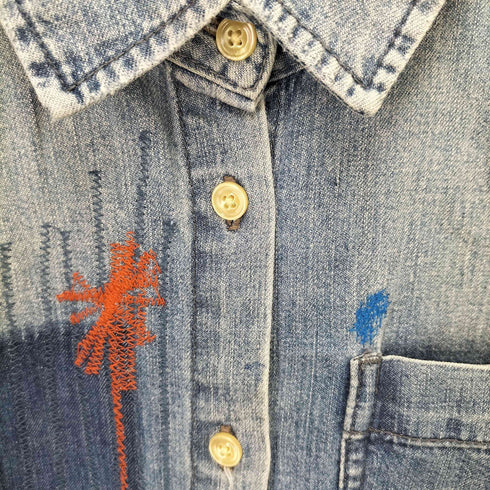 ジースターロー G-STAR RAW ダメージリペア加工デニムシャツ メンズ import:S