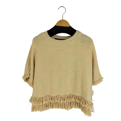 ザラ ZARA タオル地 フリンジティアードTシャツ レディース JPN:L