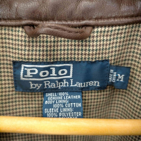 ポロバイラルフローレン Polo by RALPH LAUREN 90S 裏地チェック ポニー刺繍 ラムレザージップアップジャケット メンズ import:M