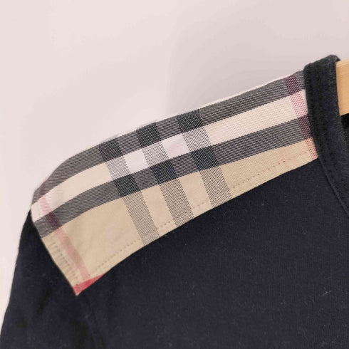 バーバリーロンドン BURBERRY LONDON ロゴ 刺繍 ショルダー チェック 切り替え S/S Tシャツ レディース import:M