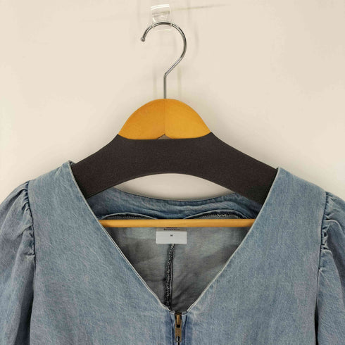 MERCCI Vネッククロップドデニムジャケット 半袖 レディース import:M