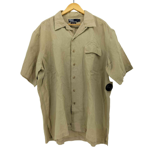 ポロバイラルフローレン Polo by RALPH LAUREN 90S FLAX RAYON OPEN COLLAR S/S SHIRT レーヨン 亜麻 半袖 開襟 シャツ メンズ import:XL