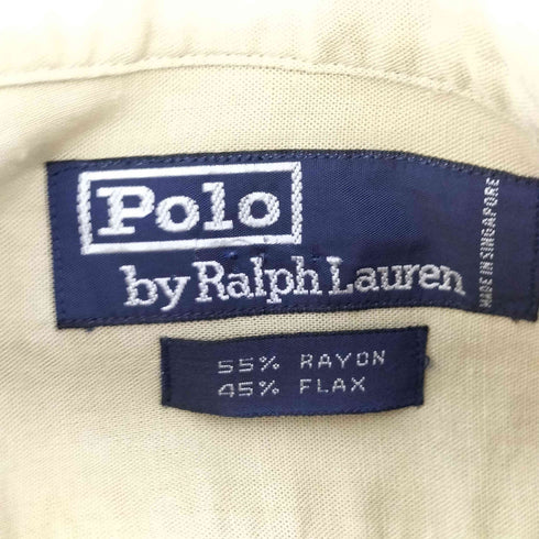 ポロバイラルフローレン Polo by RALPH LAUREN 90S FLAX RAYON OPEN COLLAR S/S SHIRT レーヨン 亜麻 半袖 開襟 シャツ メンズ import:XL
