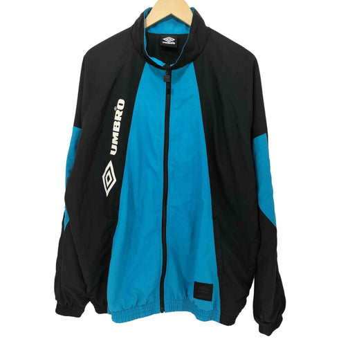 アンブロ UMBRO HERITAGE 裏起毛ウインドジャケット(ブラック×ブルー) メンズ M