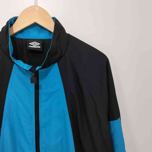 アンブロ UMBRO HERITAGE 裏起毛ウインドジャケット(ブラック×ブルー) メンズ M