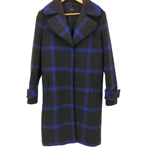 アルマーニエクスチェンジ ARMANI EXCHANGE チェック柄 パイピングロングコート レディース import:M