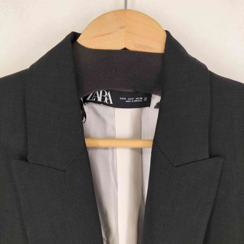 ザラ ZARA LINEN BLEND PRINTED CUFF BLAZER レディース S