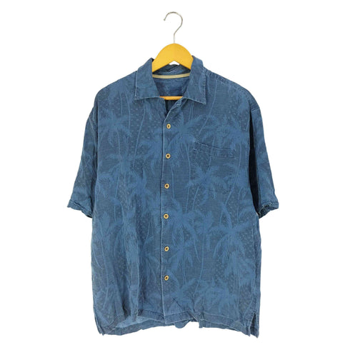 ヤシの木柄 シルク アロハシャツ メンズ import:L
