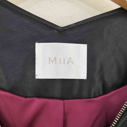 ミーア MiiA フェイクレザー ノーカラーライダースジャケット レディース FREE