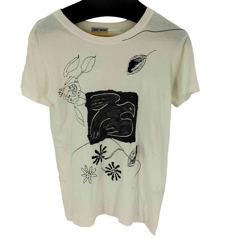 イッセイミヤケ ISSEY MIYAKE 90S アートペイントS/S TEE 鳥 花 レディース JPN:M
