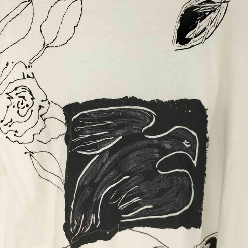 イッセイミヤケ ISSEY MIYAKE 90S アートペイントS/S TEE 鳥 花 レディース JPN:M