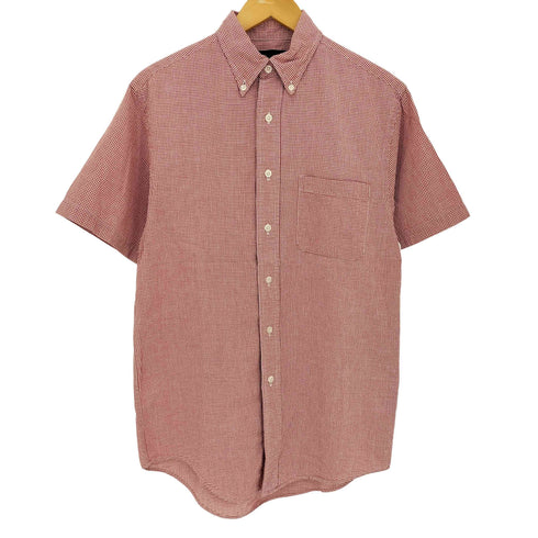 ブルックスブラザーズ BROOKS BROTHERS シアサッカー ギンガムチェック ボタンダウン 半袖シャツ メンズ import:S