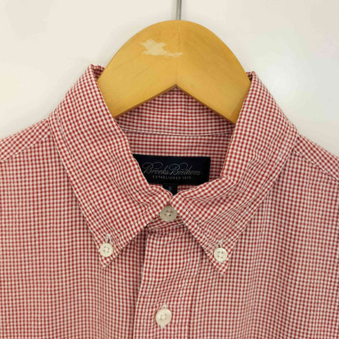 ブルックスブラザーズ BROOKS BROTHERS シアサッカー ギンガムチェック ボタンダウン 半袖シャツ メンズ import:S
