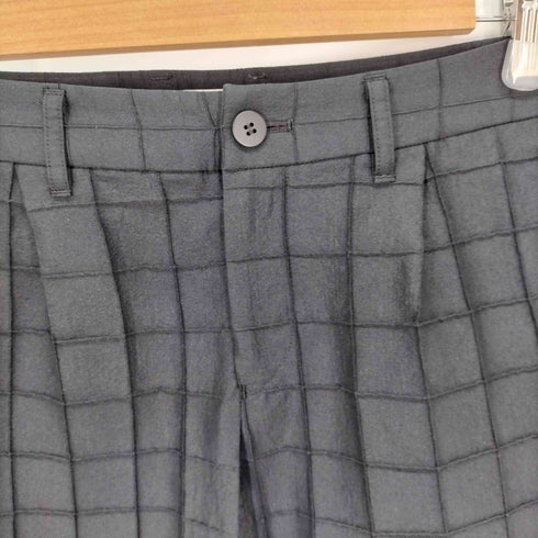 イッセイミヤケ ISSEY MIYAKE 14SS スクエアピンタックテーパードスラックス レディース JPN:1