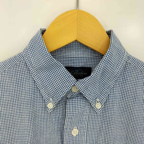 ブルックスブラザーズ BROOKS BROTHERS シアサッカー ギンガムチェック ボタンダウン 半袖シャツ メンズ import:S