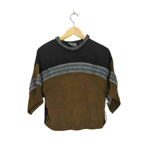 スリーワンフィリップリム 3.1 phillip lim ロープネックデザインレーヨンTシャツ レディース JPN:4