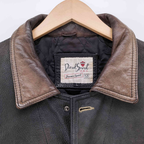 ディーゼル DIESEL 90S ダブルポケット レザー ワーク ジャケット メンズ import:L