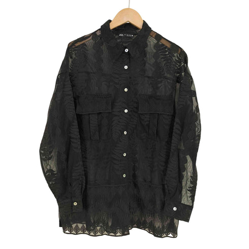 ザラ ZARA ボタニカルシースルーシャツ レディース import:S