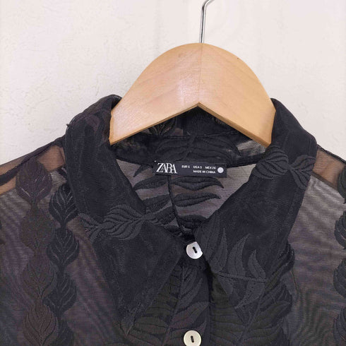 ザラ ZARA ボタニカルシースルーシャツ レディース import:S